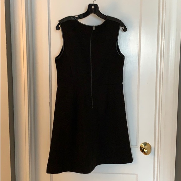 Black cotton dress with leather accent - Picture 2 of 3